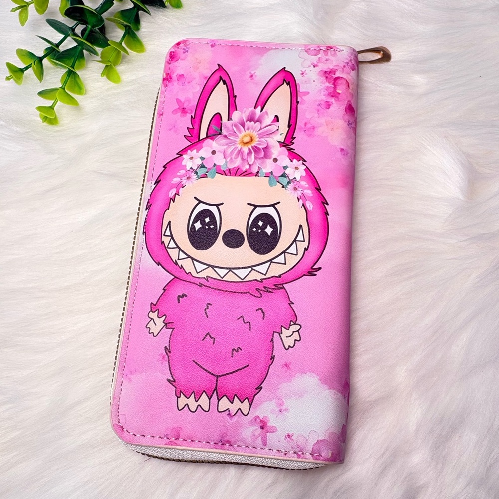 Pink Labubu Long Zippy Wallet - Picture 3 of 8